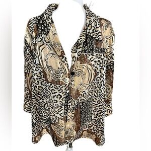 St Anthony Leopard 1 Button Open Front Blouse Size 1X